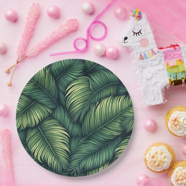 Plato De Papel Placa fiesta cuadrada de hoja verde (Fiesta)