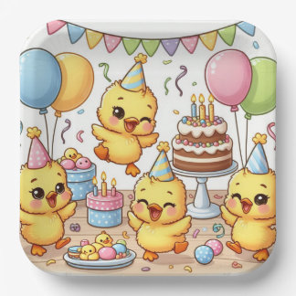 Plato De Papel Placa Fiesta Dancing Cute Ducklings