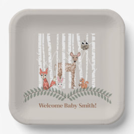 Plato De Papel Placa Fiesta de criaturas de animales de bosque