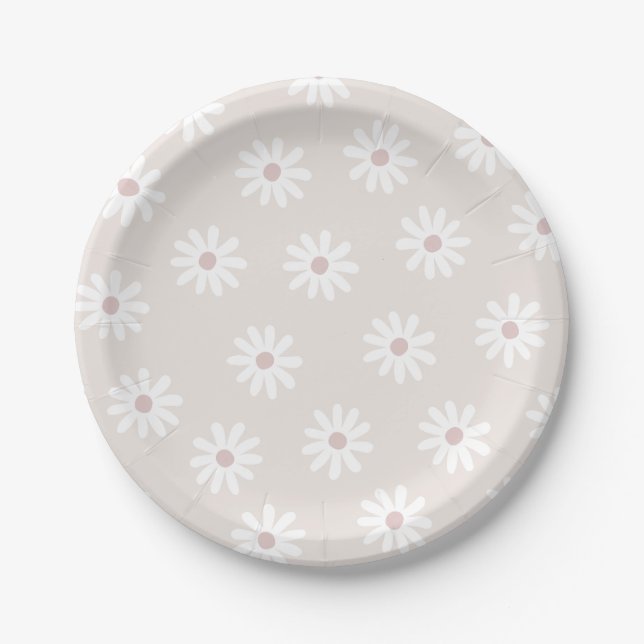 Plato De Papel Placa Fiesta de flores Boho (Anverso)