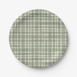 Plato De Papel Placa Fiesta de Gingham Green Plaid