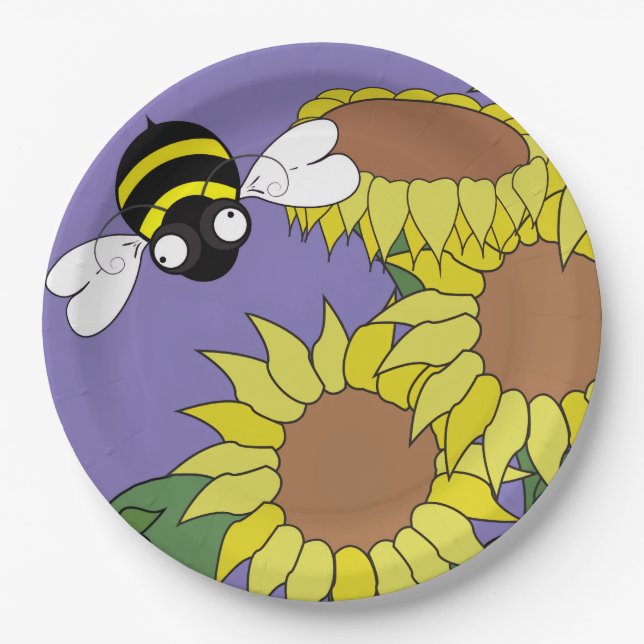 Plato De Papel Placa Fiesta de girasol (Anverso)