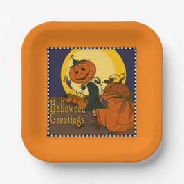 Plato De Papel Placa Fiesta de Jackolantern de Halloween