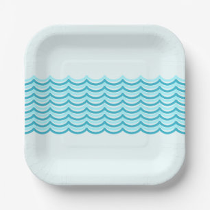 Plato De Papel Placa Fiesta de la piscina de ondas