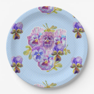 Plato De Papel Placa Fiesta de papel con motivos de flores puntas