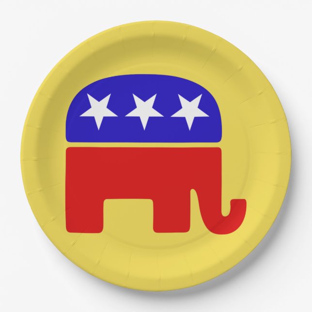Plato De Papel Placa Fiesta elefante republicana personalizar (Anverso)