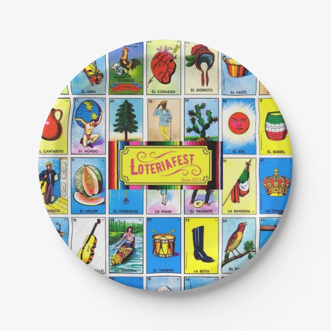 Plato De Papel Placa Fiesta LoteriaFest (Anverso)