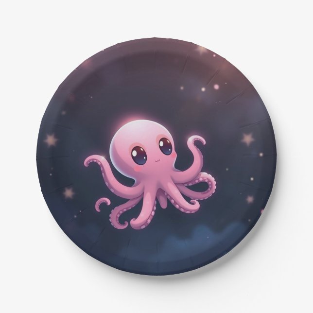 Plato De Papel Placa fiesta Octopus (Anverso)