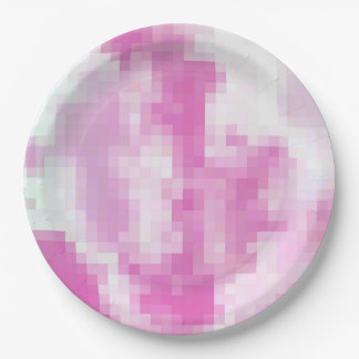 Plato De Papel Placa Fiesta Pixelada Rosa