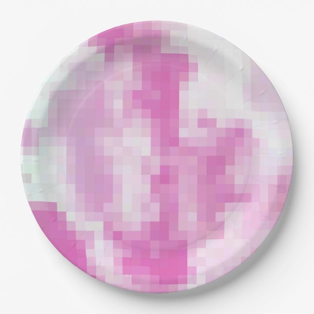 Plato De Papel Placa Fiesta Pixelada Rosa (Anverso)