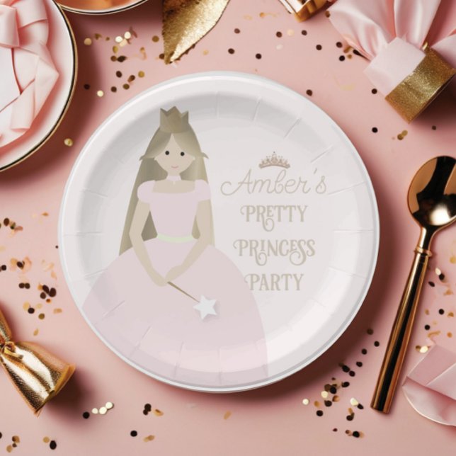Plato De Papel Placa Fiesta Princesa (Pretty Princess Party Plate )