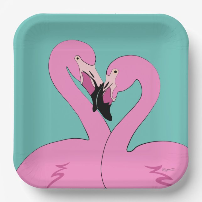 Plato De Papel Placa Flamingos (Anverso)
