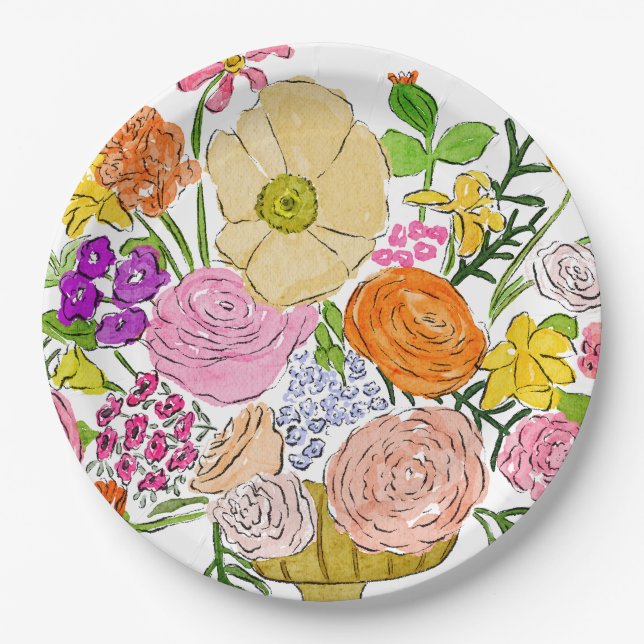 Plato De Papel Placa floral | Poppy + Patrick (Anverso)