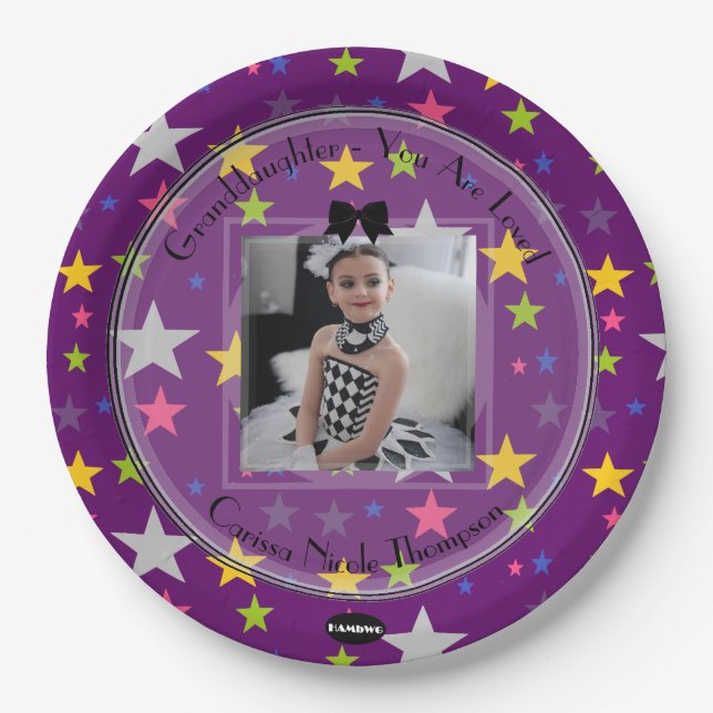 Plato De Papel Placa fotográfica de apariencia suave estrellas de (Anverso)
