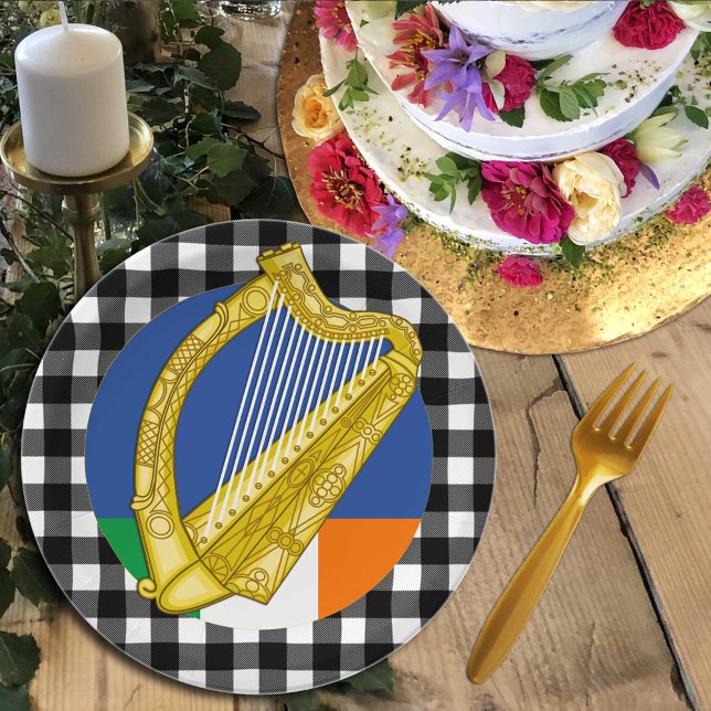 Plato De Papel Placa Harp de Irlanda, plancha de búfalo y bandera (Subido por el creador)
