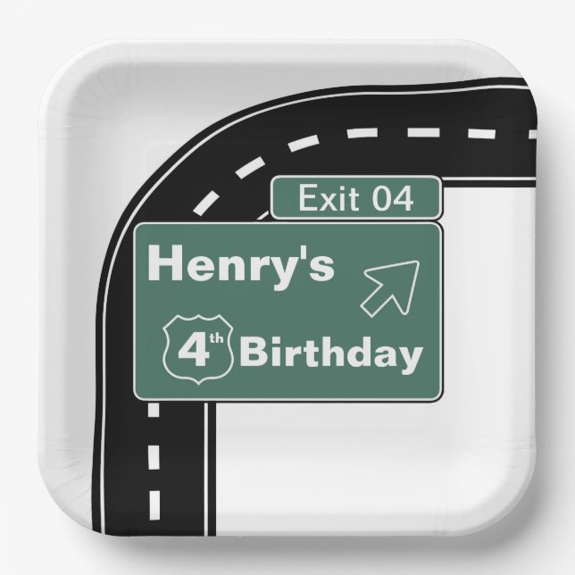 Plato De Papel Placa interestatal de papel de cumpleaños de 9" cu (Anverso)