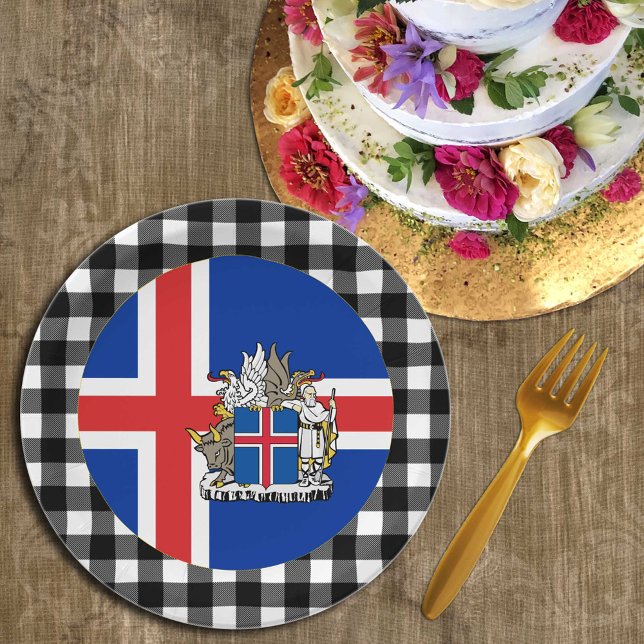 Plato De Papel Placa islandesa, manta de búfalo y bandera islande (Subido por el creador)