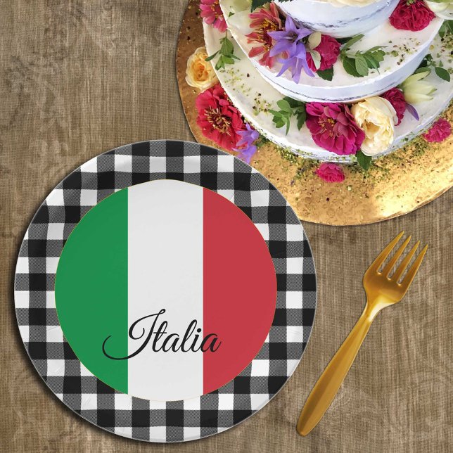 Plato De Papel Placa italiana, manta de búfalo y bandera italiana (Subido por el creador)