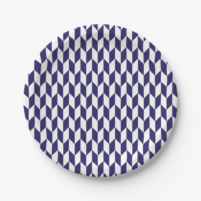 Plato De Papel Placa japonesa de papel azul (Anverso)