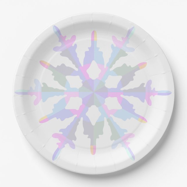Plato De Papel Placa Melamina Harlequake Muted Harlequin Snowflak (Anverso)