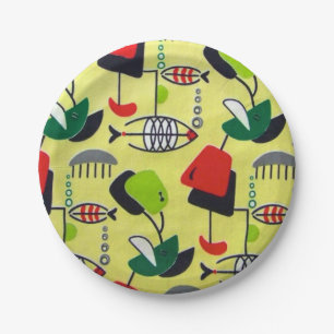 Plato De Papel Placa moderna de papel de pescado atómico de medi