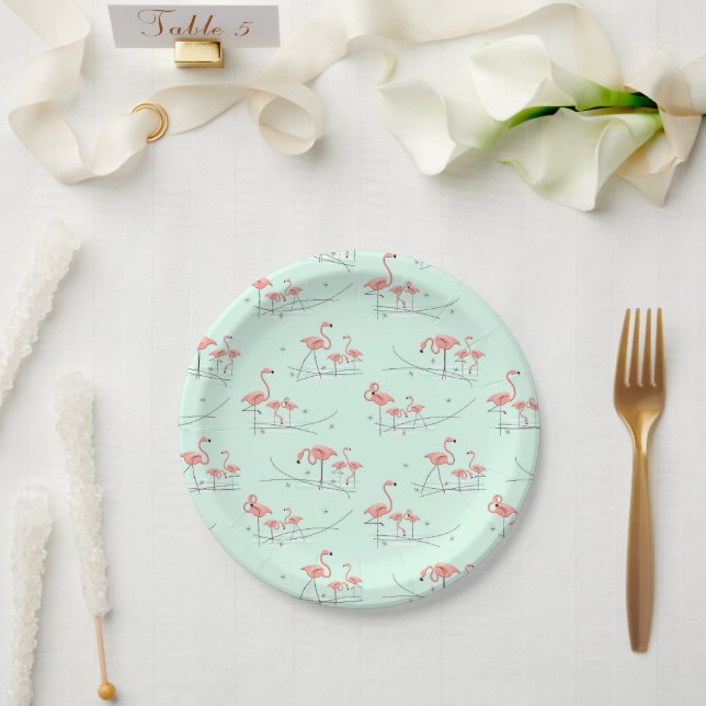 Plato De Papel Placa multipapel Flamingo Ocean Aqua (Boda)