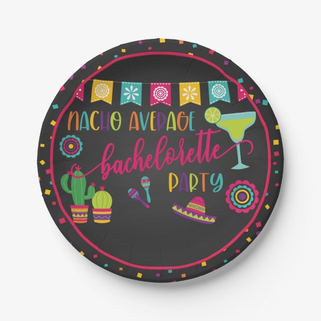 Plato De Papel Placa Nacho Promedio De Bachelorette Party - Negro (Anverso)