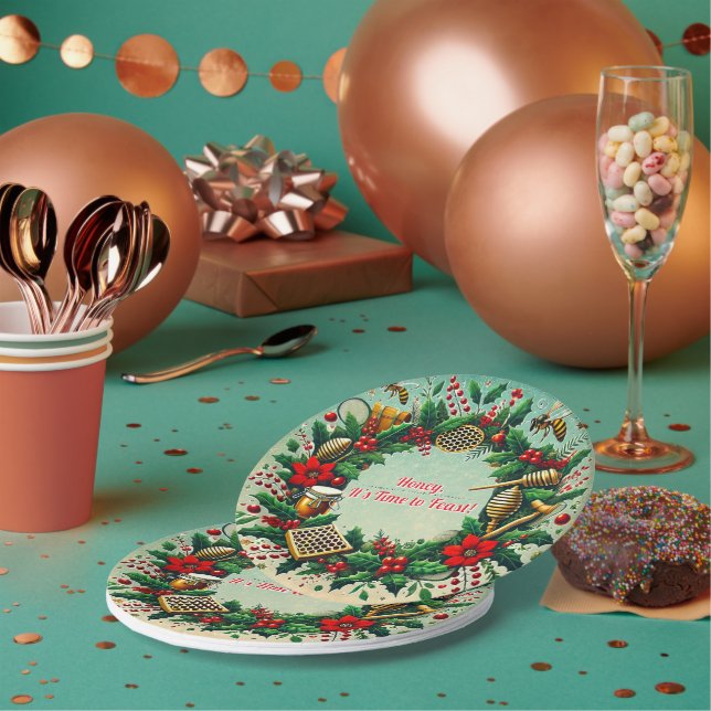 Plato De Papel Placa navideña temática de los navidades (Multi)