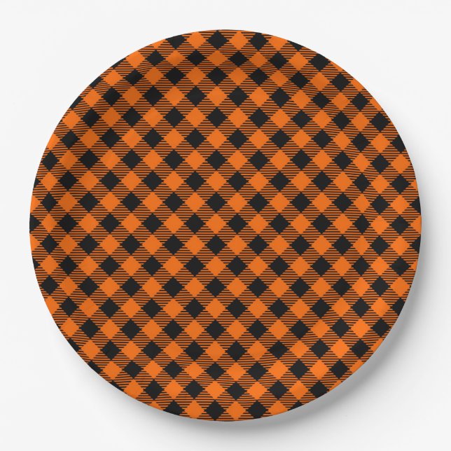 Plato De Papel Placa negra y Naranja (Anverso)