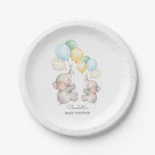 Plato De Papel Placa para elefante Baby Shower de 7" para pastas 