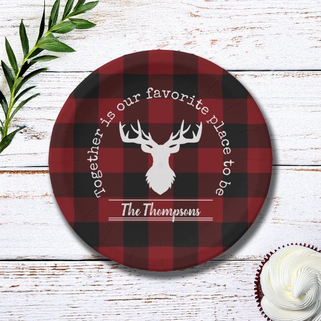 Plato De Papel Placa personalizada de búfalo rojo y negro (Subido por el creador)
