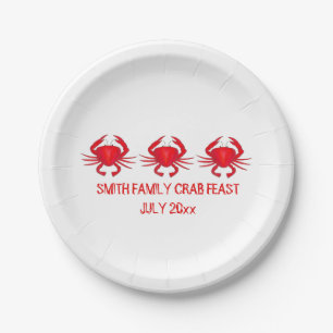 Plato De Papel Placa personalizada de cangrejos rojos festejados