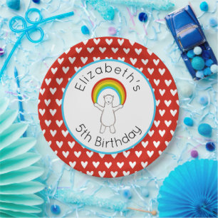 Plato De Papel Placa personalizada de papel de oso polar y arcoir