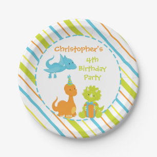 Plato De Papel Placa personalizada Dino de la fiesta de