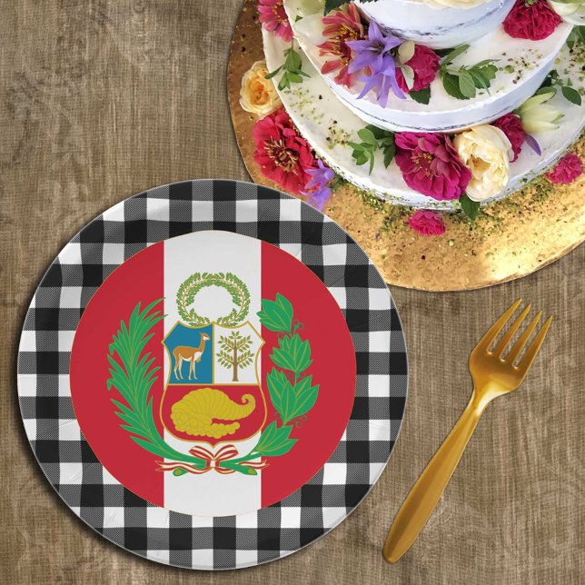 Plato De Papel Placa peruana, manta de búfalo y bandera peruana (Subido por el creador)