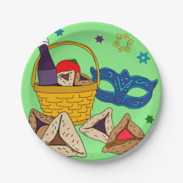 Plato De Papel Placa Purim Verde