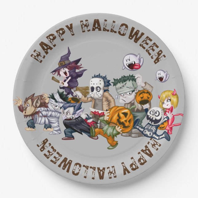 Plato De Papel Placa redonda de Halloween (Anverso)