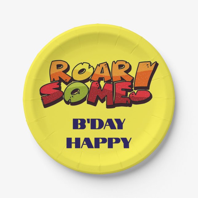 Plato De Papel Placa redonda de papel "B’Day Happy" (Anverso)