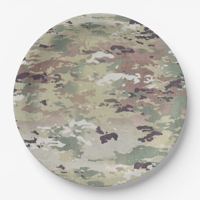 Plato De Papel Placa redonda de papel de 9" OCP Camo Uniform Camo (Anverso)