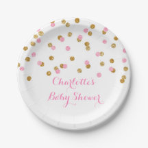 Placa rosada de Baby Shower del confeti de Rubor