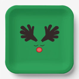 Plato De Papel Placa Rudolph Green Paper