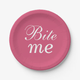 Plato De Papel Placa Super Cute Bite Me - rosa