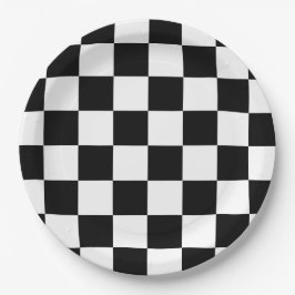 Plato De Papel Placa superior de coche vintage blanco negro a cua