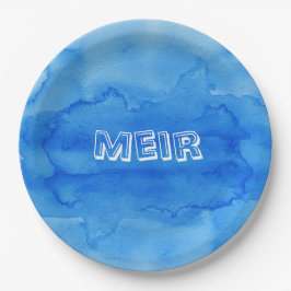 Plato De Papel Placa superior de color azul