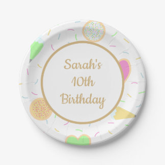Plato De Papel Placa temática de cumpleaños decorada con cookies