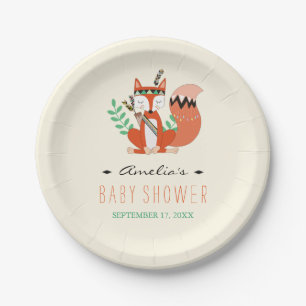 Plato De Papel Placa tribal de papel de ducha Baby Shower Woodlan