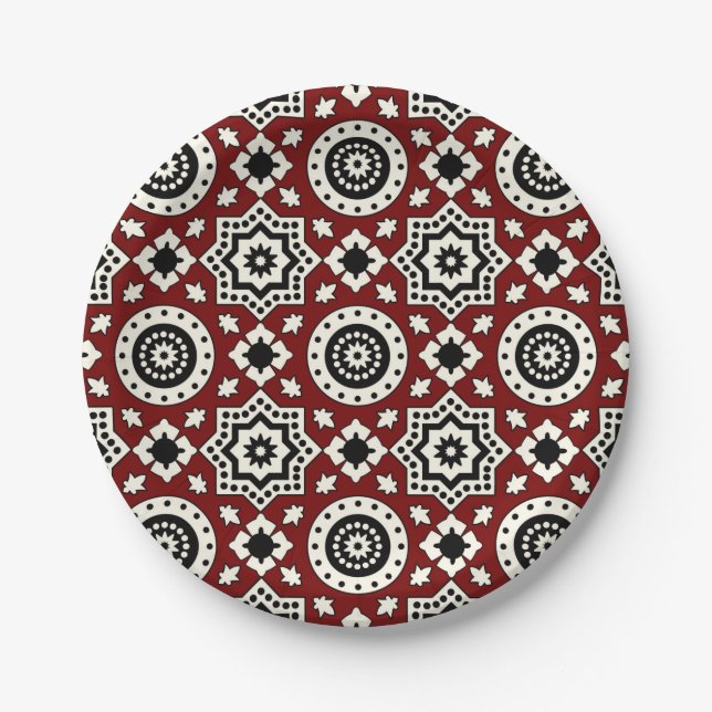 Plato De Papel Placa tribal del modelo de Ajrak (Anverso)