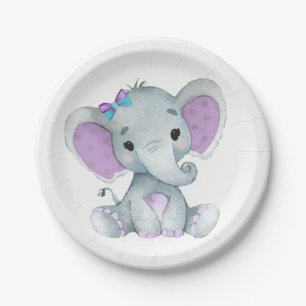 Plato De Papel Placa verde azulada púrpura 4 Baby Shower,