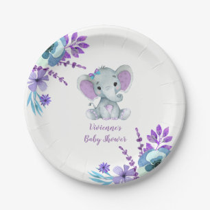 Plato De Papel Placa verde azulada púrpura 4 Baby Shower,