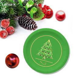 Plato De Papel Placa verde de papel de noel de Joyoux